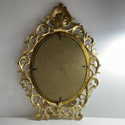 Antique Ornate Accent Mirror Heavy Metal In Gold