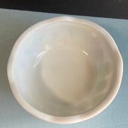 Vintage McKee Cut Milk Glass Toltec 3 footed Bowl