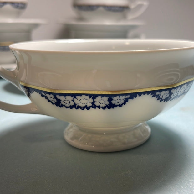 Rosenthal Group Blue & White Garland Classic Rose 5pc Tea/Coffee Cup Set Germany Classic Rose