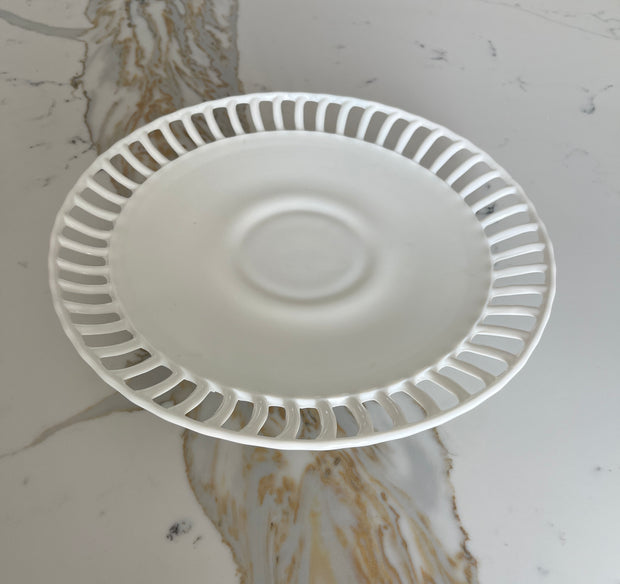 White Milk Glass Cake Short Pedestal Plate by Westmoreland