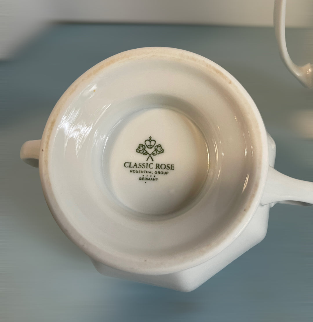 Rosenthal Group Germany Classic Rose Tea Pot w/Sugar Creamer 3pc Set C – Vintage Love Antiques