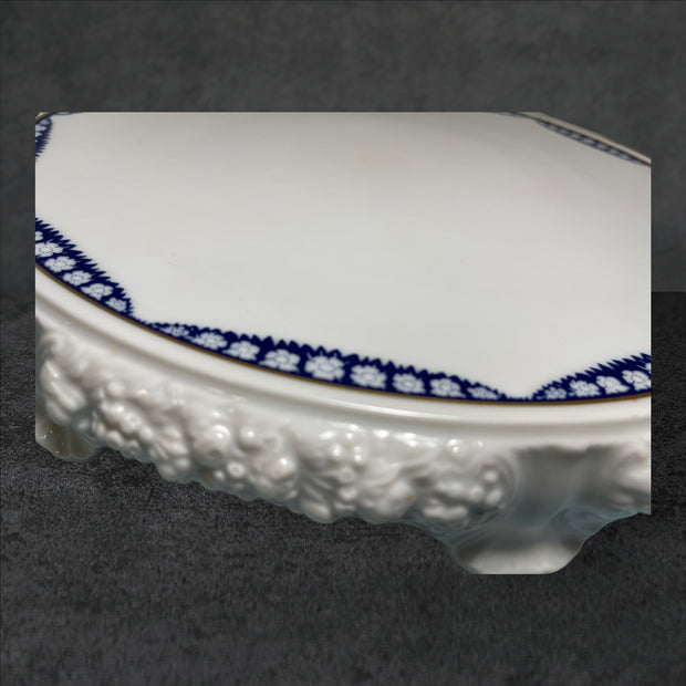 Rosenthal Group Footed Cake Plate White Blue Garland Classic Rose