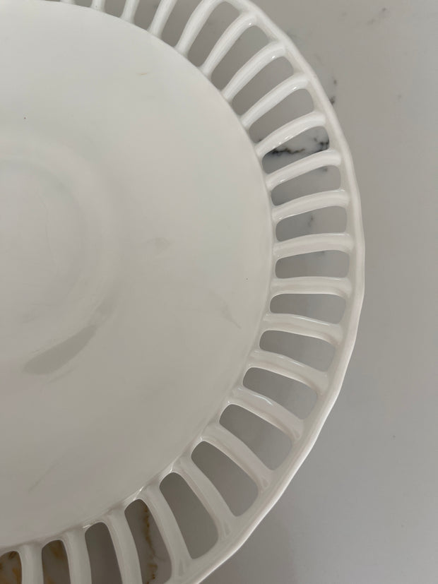 White Milk Glass Cake Short Pedestal Plate by Westmoreland