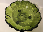 Retro Green C Bowl wt Matching 6 Small Bowls