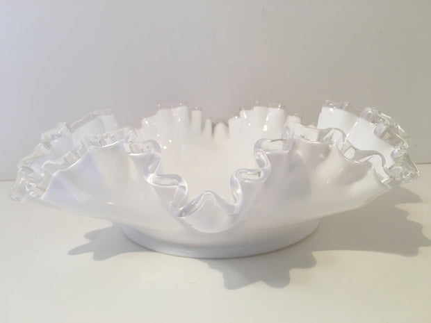 Fenton Vintage Milk Glass Silvercrest Bowl Large 11 1/4 dia