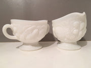 Milk Glass Sugar Creamer 1950s Set Cottage Chic Vintage