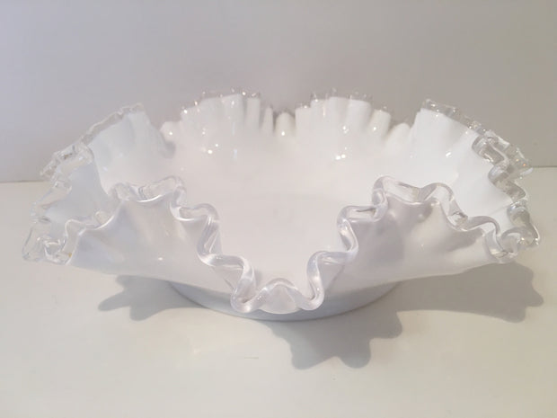 Fenton Vintage Milk Glass Silvercrest Bowl Large 11 1/4 dia