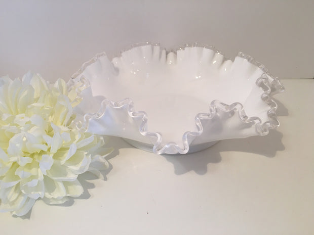 Fenton Vintage Milk Glass Silvercrest Bowl Large 11 1/4 dia