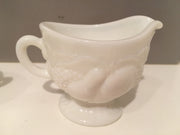 Milk Glass Sugar Creamer 1950s Set Cottage Chic Vintage