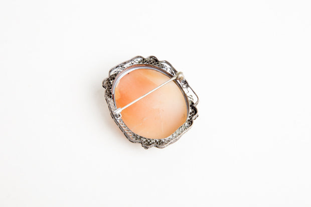 Antique Victorian Cameo Brooch, Silver Plate. Genuine 1890s