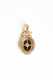 Faux Black Onyx & Gold Diamond Pendant Vintage