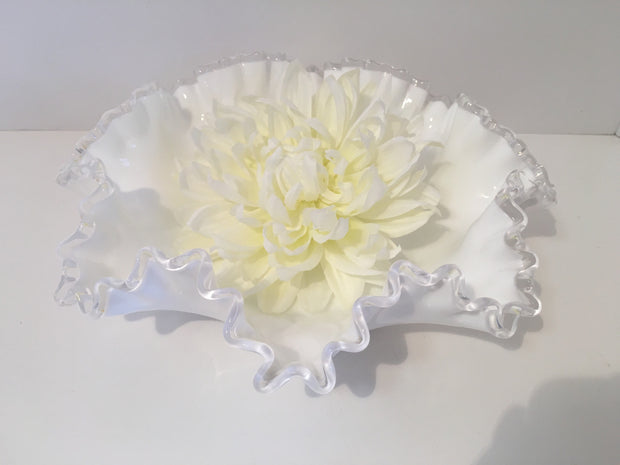Fenton Vintage Milk Glass Silvercrest Bowl Large 11 1/4 dia