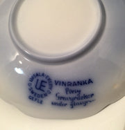 Espresso Cup & Saucer 6pc Set Flow Blue Upsala Ekeby Sweden Vinnanka Percy by Gefle 1940s Vintage