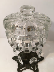 Vintage Crystal & Metal Centerpiece Candy Dish/ Table Deco Art Deco