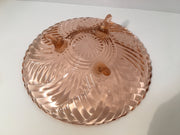 Pink Depression Glass 3 Footed Swirl Bowl/Dish by Anchor Hocking