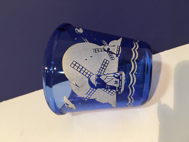 Hazel Atlas 1930s Depression Glass Cobalt Blue Windmill Ice Bucket Small Antique