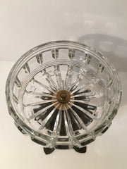 Vintage Crystal & Metal Centerpiece Candy Dish/ Table Deco Art Deco