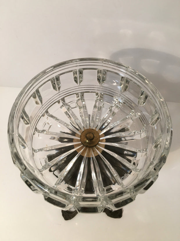 Vintage Crystal & Metal Centerpiece Candy Dish/ Table Deco Art Deco