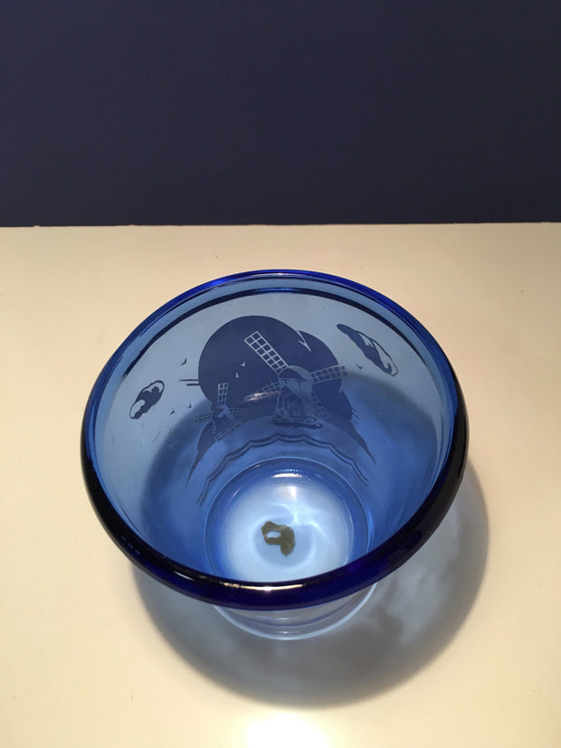 Hazel Atlas 1930s Depression Glass Cobalt Blue Windmill Ice Bucket Small Antique