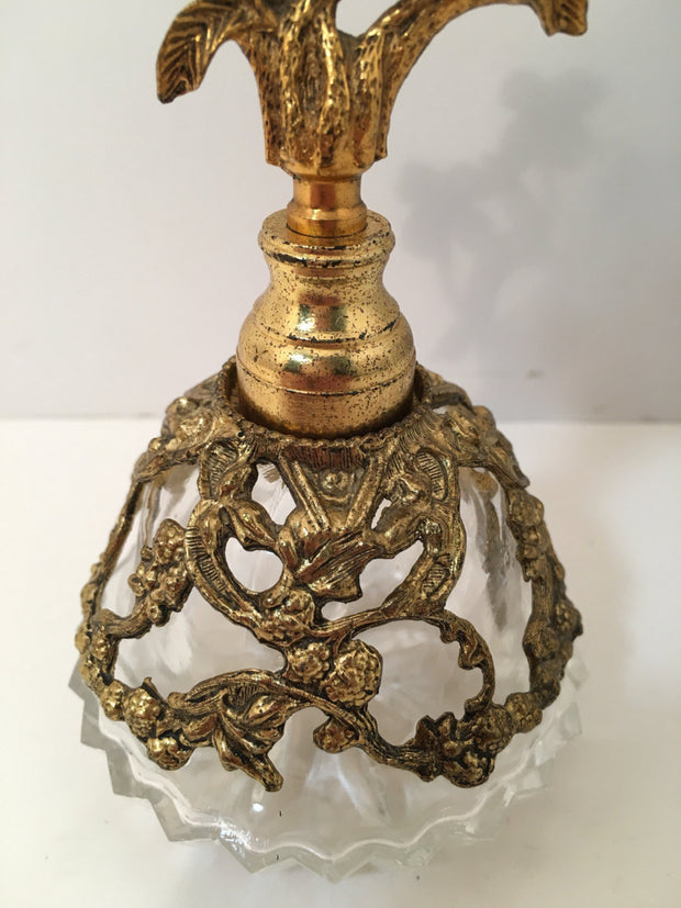 Vintage Ormolu High Quality Filigree/Brass Perfume Bottle