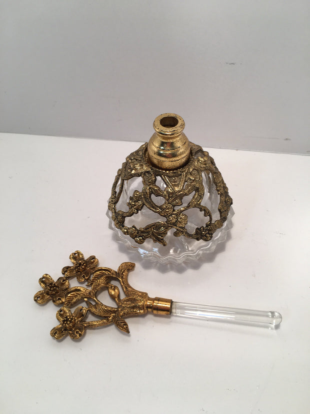 Vintage Ormolu High Quality Filigree/Brass Perfume Bottle