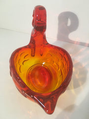 Vintage Viking Art Glass Amberina Swan Candy/Soap dish or Accent Piece