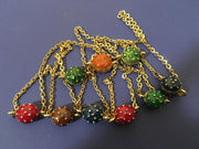 Enameled Beads Necklace Colored Raised Gold dotted Long Chain Fashion On Sale