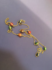 Enameled Beads Necklace Colored Raised Gold dotted Long Chain Fashion On Sale
