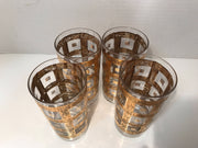 Vintage MidCentury Glasses Highball  Ice Tea 4 PC Set 1950s -60s 24Kt Gold Plated Culver Imperial Glass Sekai Ich