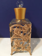 Vintage Filigree Gold Jewel Box & Perfume Bottle's 3Pc Set