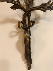 Vintage Wall Candelabra  Bronze Twisted Stems Flower & Bow Sconce French Home Decor Dining Room Living Room elegance