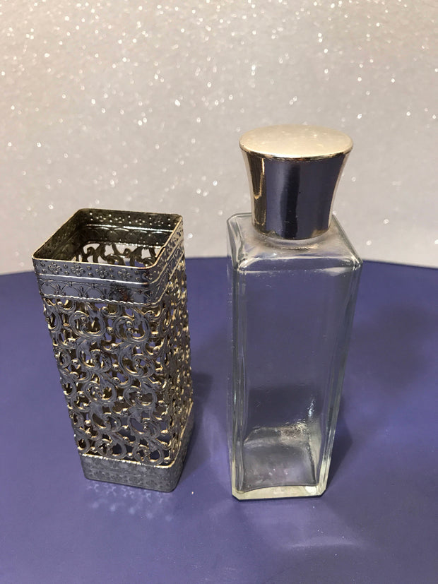 Vintage Filigree Vanity Dresser Perfume Bottle Retro