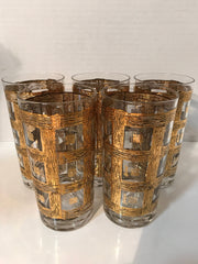 Vintage 1950s -60s 24Kt Gold Plated Vintage Highball&#39;s Cocktail  Ice Tea Mid Century Modern Barware Culver or  Imperial Glass Sekai Ich