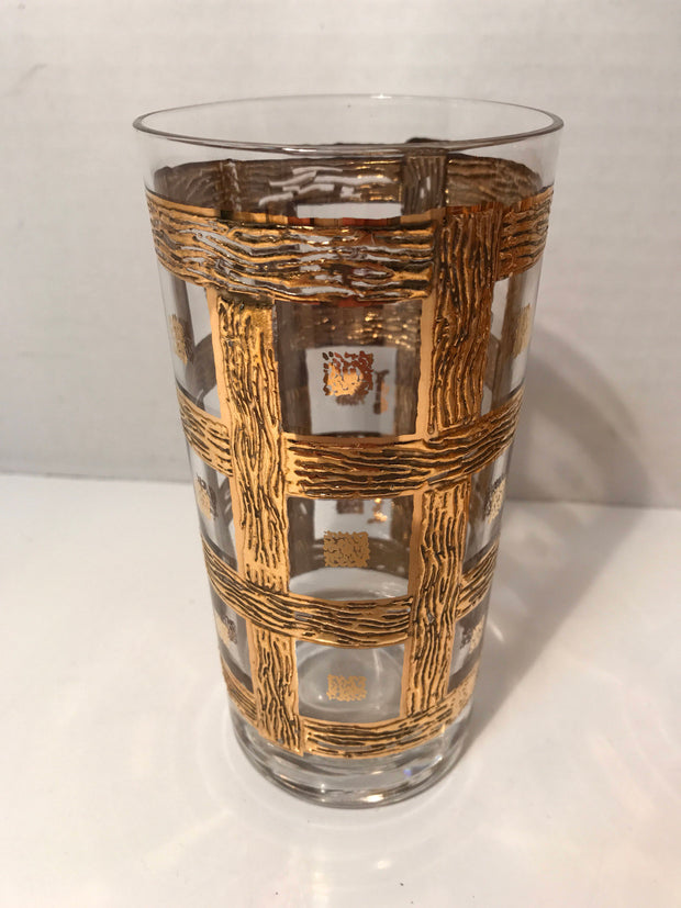 Vintage MidCentury Glasses Highball  Ice Tea 4 PC Set 1950s -60s 24Kt Gold Plated Culver Imperial Glass Sekai Ich