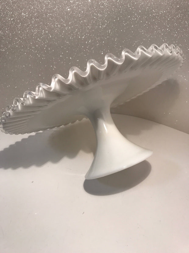 Fenton Vintage Pedestal Cake Stand/Plate Silvercrest Cottage Chic MidCentury Item#011118