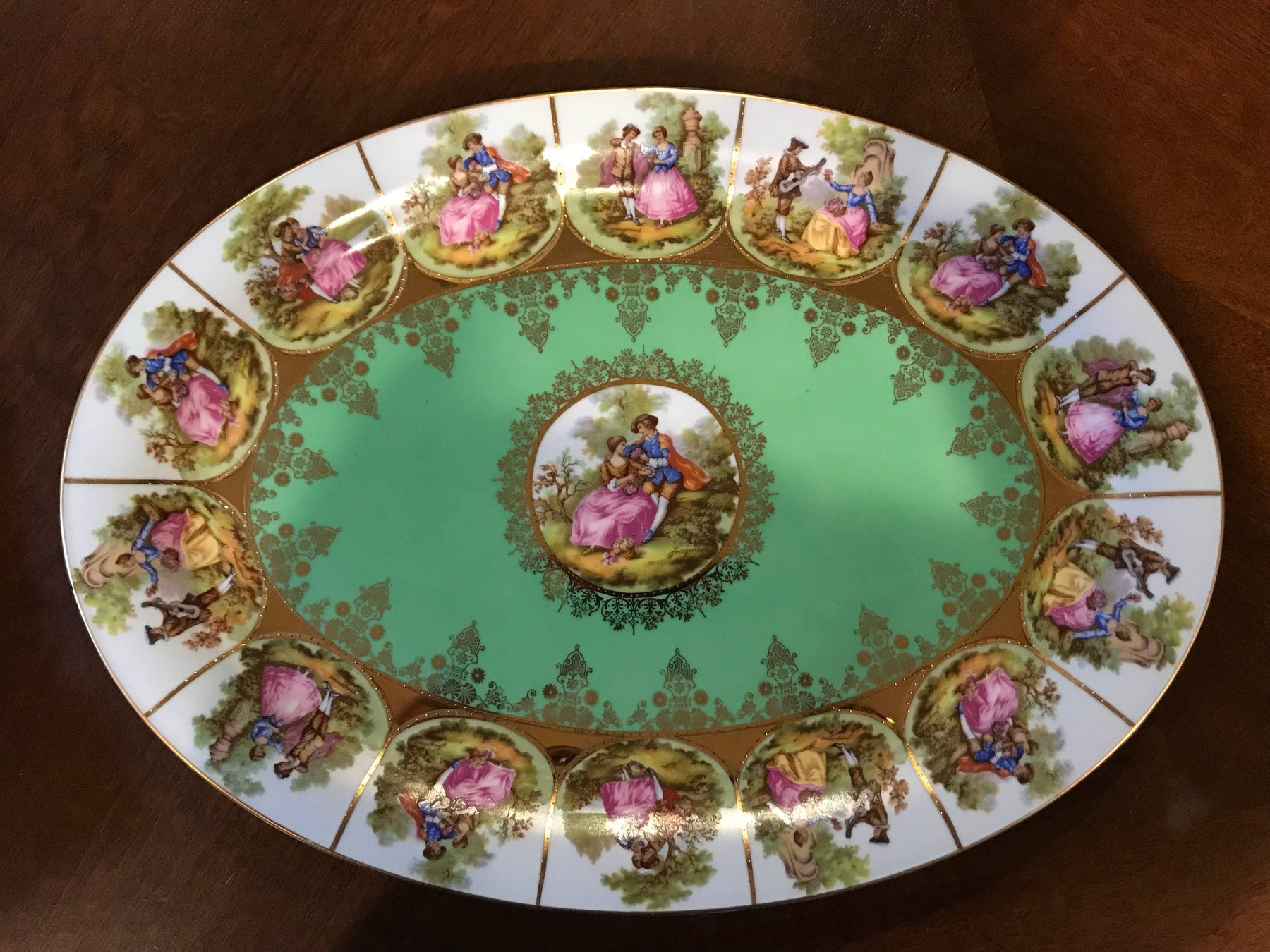 Vintage Schaller Bavaria Porcelain Fragonard Love Story 17”Platter