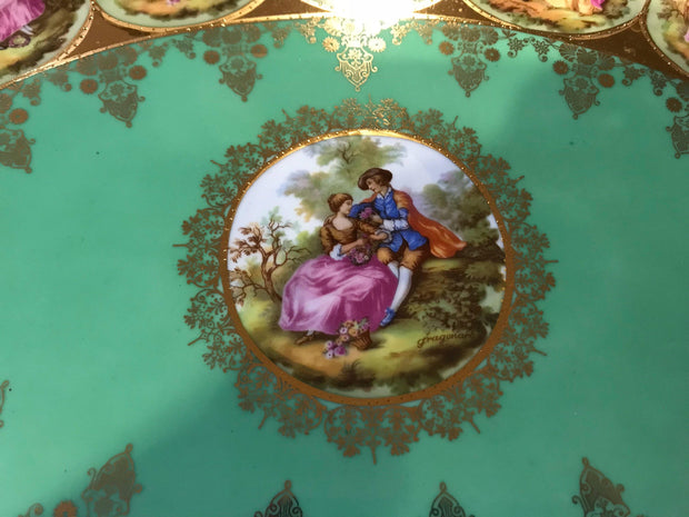 Vintage Schaller Bavaria Porcelain Fragonard Love Story 17”Platter ON SALE