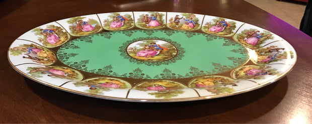 Vintage Schaller Bavaria Porcelain Fragonard Love Story 17”Platter ON SALE