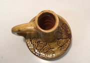 Tuscan Candlestick Glazed Pottery Clay Home Decor Rustic Accent Piece Kitchen Vintage