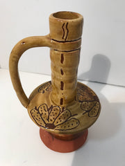 Tuscan Candlestick Glazed Pottery Clay Home Decor Rustic Accent Piece Kitchen Vintage