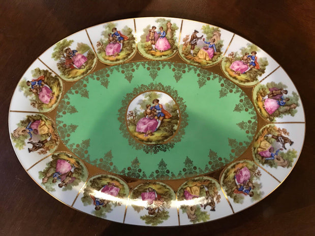 Vintage Schaller Bavaria Porcelain Fragonard Love Story 17”Platter ON SALE