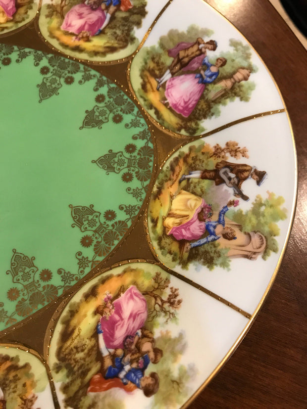 Vintage Schaller Bavaria Porcelain Fragonard Love Story 17”Platter ON SALE