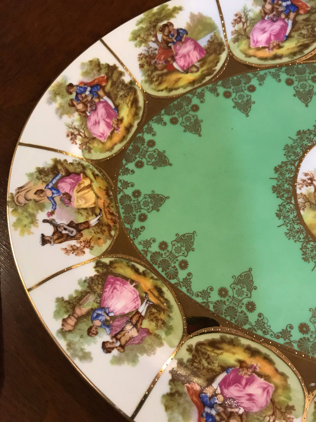 Vintage Schaller Bavaria Porcelain Fragonard Love Story 17”Platter ON SALE