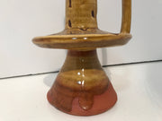 Tuscan Candlestick Glazed Pottery Clay Home Decor Rustic Accent Piece Kitchen Vintage