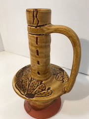 Tuscan Candlestick Glazed Pottery Clay Home Decor Rustic Accent Piece Kitchen Vintage