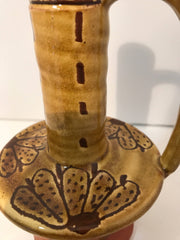 Tuscan Candlestick Glazed Pottery Clay Home Decor Rustic Accent Piece Kitchen Vintage