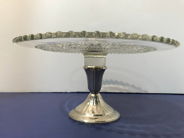 Nickel Silver & Crystal Cake Stand by Dughin Halloware