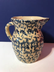 Antique Sponge Ware Blue and Cream Small Pitcher by  Robinson Ransbottom