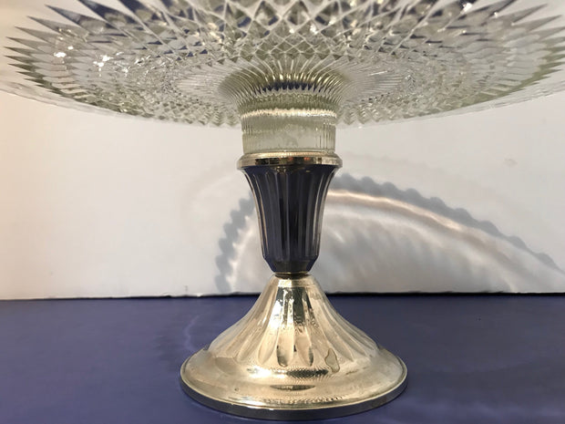 Nickel Silver & Crystal Cake Stand by Dughin Halloware