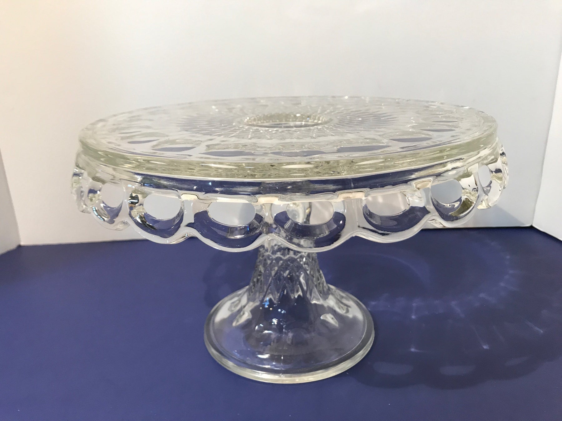 Vintage clear glass cake plates hotsell